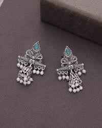 Oxidised Silver Plated Earrings For Women