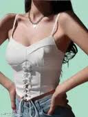 Tandul Casual Solid Women White Top Size S