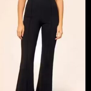 Womens Regular Fit Stretchable Cotton Blend Solid Bell Bottom Trouser Size S