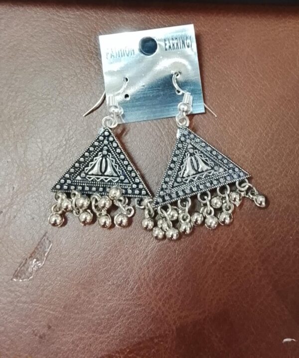 Silver Plated Geometrical Shape Hoops Earrings For Women