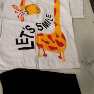 White T Shirt With Black Shorts For Kids Size 16