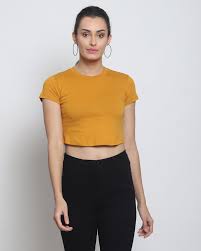 Mustard Yellow Crop Top For Women Size Xs