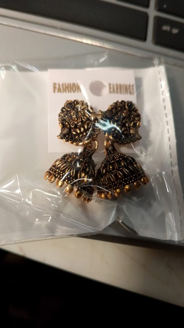 Gold Plated Mata Rani Temple Earrings