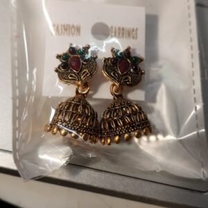 Gold Plated Mata Rani Temple Earrings