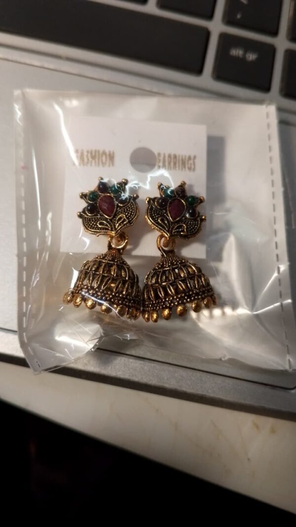 Gold Plated Mata Rani Temple Earrings