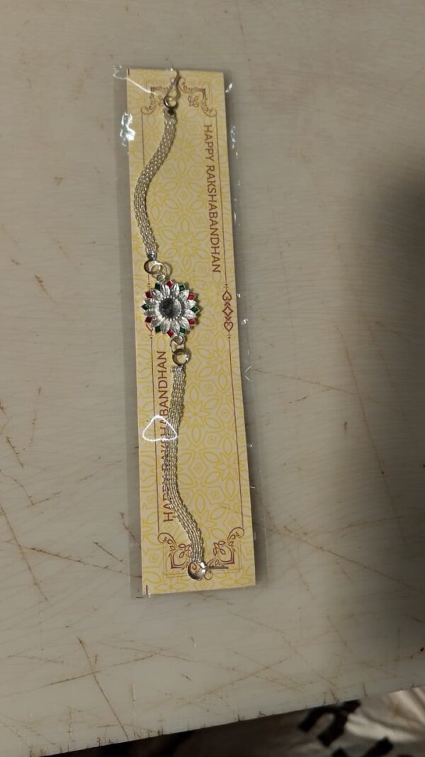 Silver Plated Round Shape Rakhi For Brother