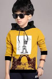 Yellow And Black Hoodie T Shirt For Kids Boys For 4 To 5 Years