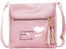 Dusty Pink Colour Sling Bag Printed For Girls