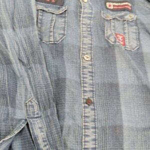 Blue Printed Denim Shirt Size 34 For Boys