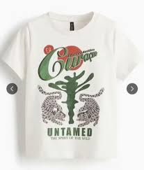 Hm White Printed Cotton T Shirt Size S For Women