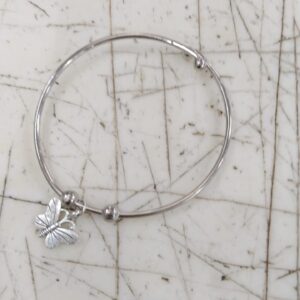 Silver Flower Bangle Bracelet For Women