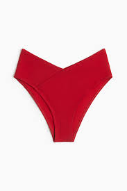 Hm Red High Rise Cheeky Bikini Bottoms Size M For Women