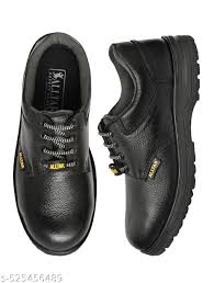 Black Color Leather Textile Safety Shoe Size 10 For Mens