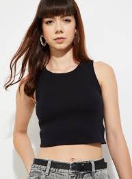Womens Tank Crop Top Size M Black
