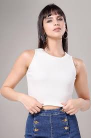 Womens Tank Crop Top Size M White