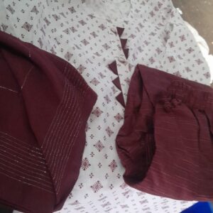 Womens Printed Kurta Set White Maroon Size 32