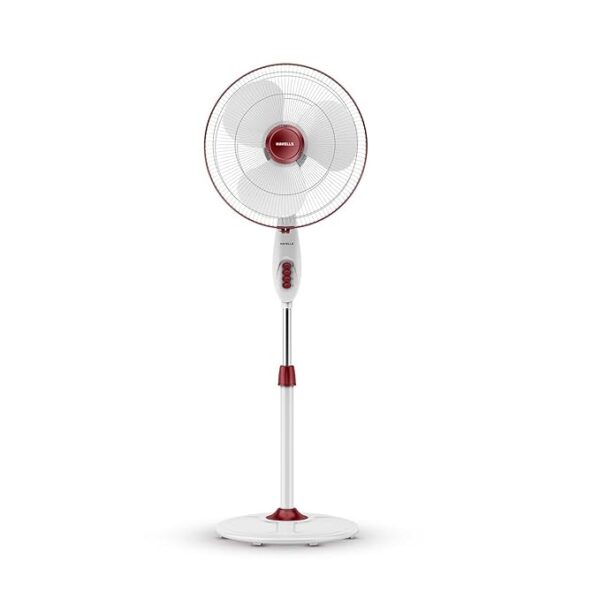 Havells Gatik Pro 400Mm Pedestal Fan 57 Watt White And Red Color