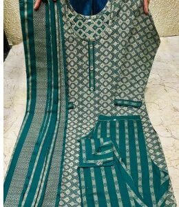 Green Embroidered Kurta Pant With Dupatta Set For Women Size 40