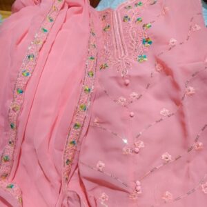 Girls Georgette Round Neck Cut Sleeves Kurta Dhoti Pant Dupatta For Kids Kurta Dhoti Pant Dupatta Set Party Wear Kurta Dhoti Pant Dupatta Set Size 28