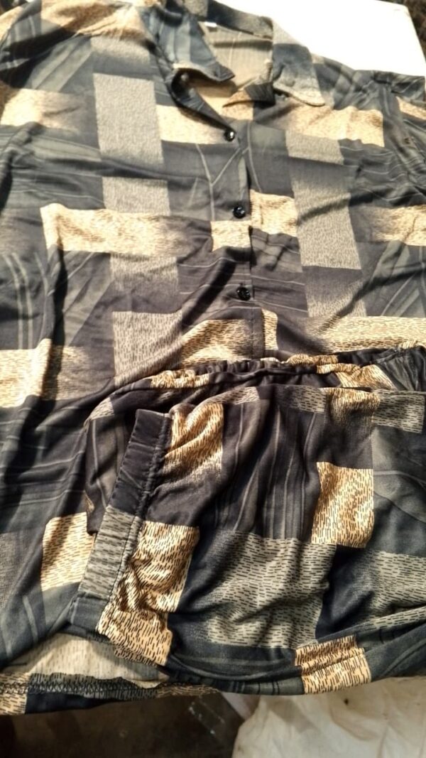 Black Printed Night Suit For Women Size L