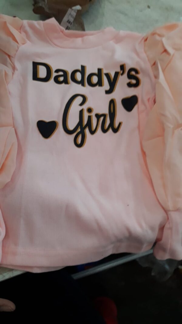 Puff Sleeves Girls Top Peach Color Size M