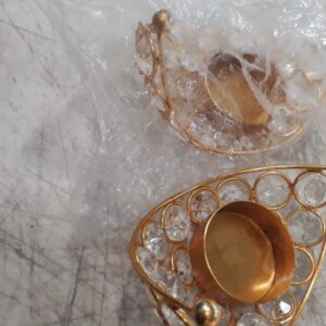 Moon Tea Light Crystal Candle Holder Moon Shaped Metal Lanterns Diwali Housewarming Table Decor Pack Of 2