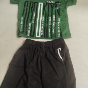 Green And Black Colour T Shirt Set For Kids Boy Size 16