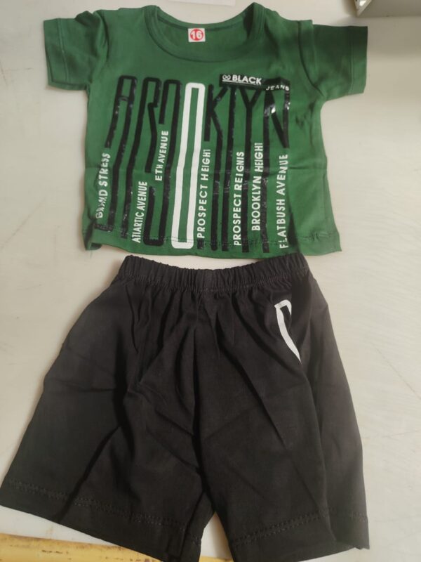 Green And Black Colour T Shirt Set For Kids Boy Size 16