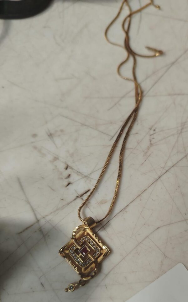 Gold Colour Pendant With Chain For Women