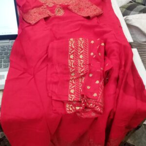 Womens Red Printed Kurta With Dupatta Size Xxl