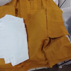 Boys Plain Kurta Pajama Suit Set Yellow And White Colour Size 38