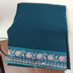 Silk Designer Saree With Printed Pallu Contrast Blouse Green Colour