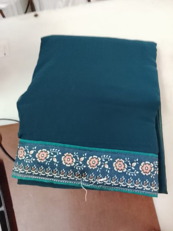 Silk Designer Saree With Printed Pallu Contrast Blouse Green Colour