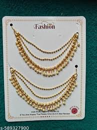 New Design 3 Layer White Colour Diamonds Hair Chain Kan Chain Ear Chain Girls Women