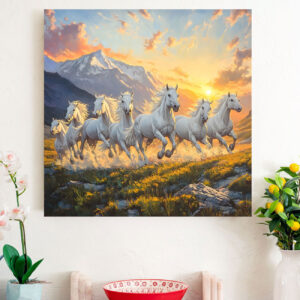 Seven Horses Running Painting Size 2X2 Feet