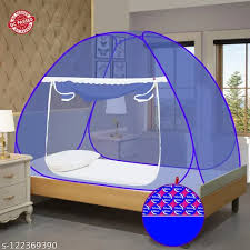 Tent Style Mosquito Net Blue Color Polyester Foldable For Single Bed