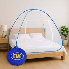 Tent Style Mosquito Net White Color Polyester Foldable For Single Bed