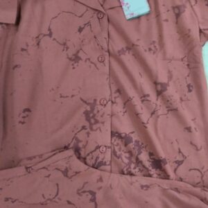 Women Shirt Pyjama Set Brown Printed Color Maroon Size L