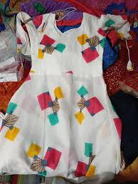 Flower Print Long Kurti With Dupatta No Bottom Wear Size L