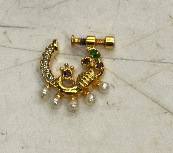 Stone Peacock Nose Pin New Design