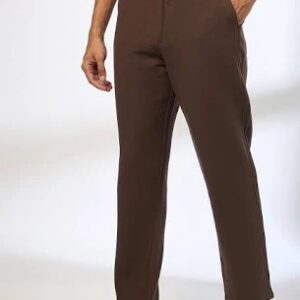 Netplay Men Slim Fit Flat Front Trousers For Men Size 32 Brown Color