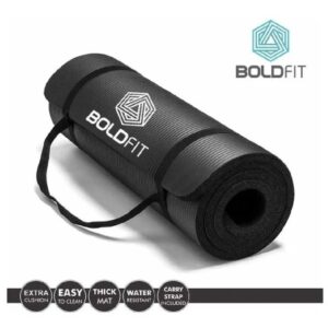 Boldfit Nbr Material Yoga Mat With Carrying Strap 10 Mm Black