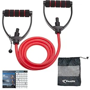 First Fit Premium Single Toning Tube Resistance Band Exercise Cord With Comfort Handles