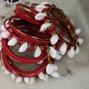 Red Colour Shell Bangles For Women 30 Pcs
