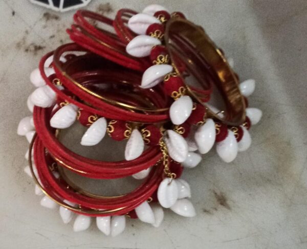 Red Colour Shell Bangles For Women 30 Pcs