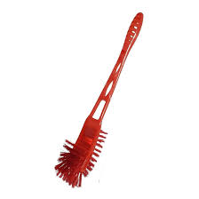 Double Side Hockey Shape Toilet Cleaner Brush Red Color