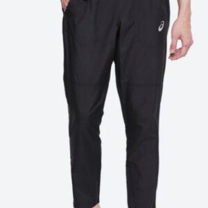 Asics Men Black Silver Woven Tapered Fit Running Track Pants Size 5Xl