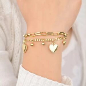 Gold Plated Heart Charm Bracelet
