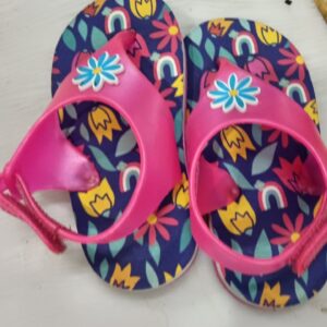 Cute Walk By Babyhug Flip Flops With Back Strap Floral Print Pink Size 5
