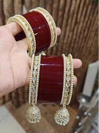 Bangles Set With Jhumka Maroon